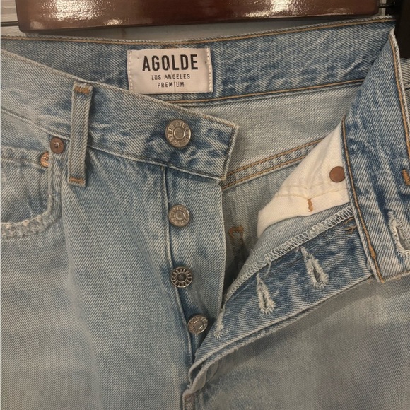 Agolde Riley High Rise Straight cropped .
Distressed Blue Jeans in size 24 W - Picture 7 of 10